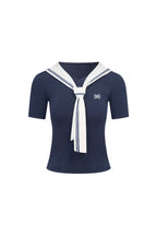 Navy Blue Contrast Slim Fit T-shirt - ANN ANDELMAN