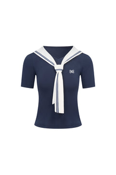 Navy Blue Contrast Slim Fit T-shirt - ANN ANDELMAN