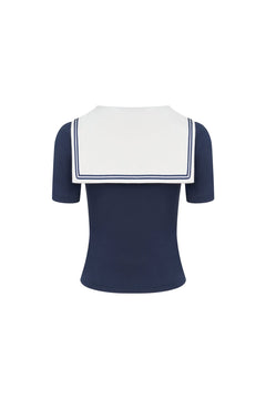 Navy Blue Contrast Slim Fit T-shirt - ANN ANDELMAN