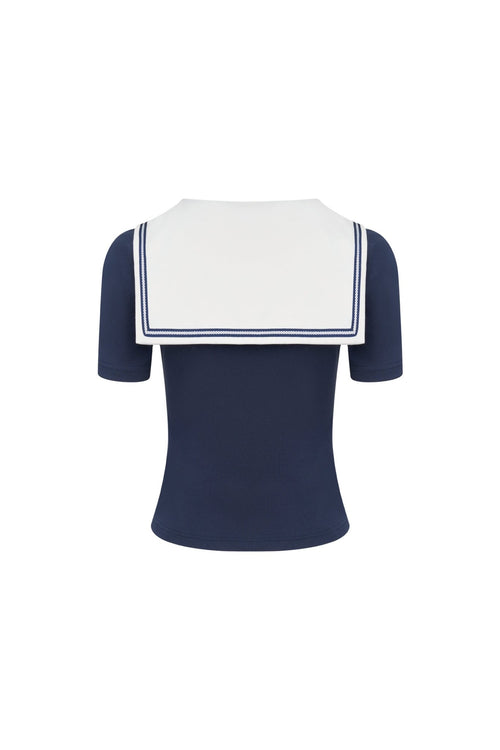 Navy Blue Contrast Slim Fit T-shirt - ANN ANDELMAN