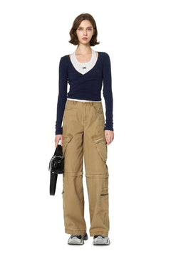 Navy Blue Fake Two - piece Long Sleeve - ANN ANDELMAN