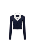 Navy Blue Fake Two - piece Long Sleeve - ANN ANDELMAN