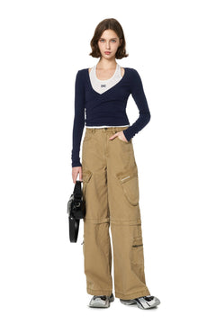 Navy Blue Fake Two - piece Long Sleeve - ANN ANDELMAN