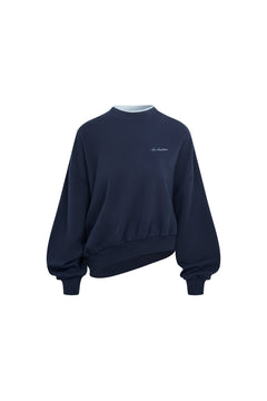 Navy Blue Faux Two-piece Sweatshirt - ANN ANDELMAN