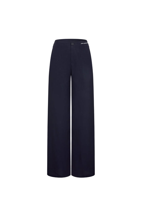 Navy Blue Low - rise Trousers - ANN ANDELMAN