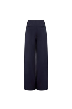 Navy Blue Low - rise Trousers - ANN ANDELMAN
