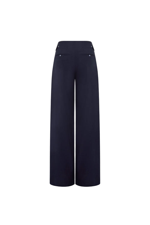 Navy Blue Low - rise Trousers - ANN ANDELMAN