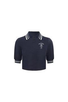 Navy Blue Nautical Short-sleeved Polo Shirt - ANN ANDELMAN