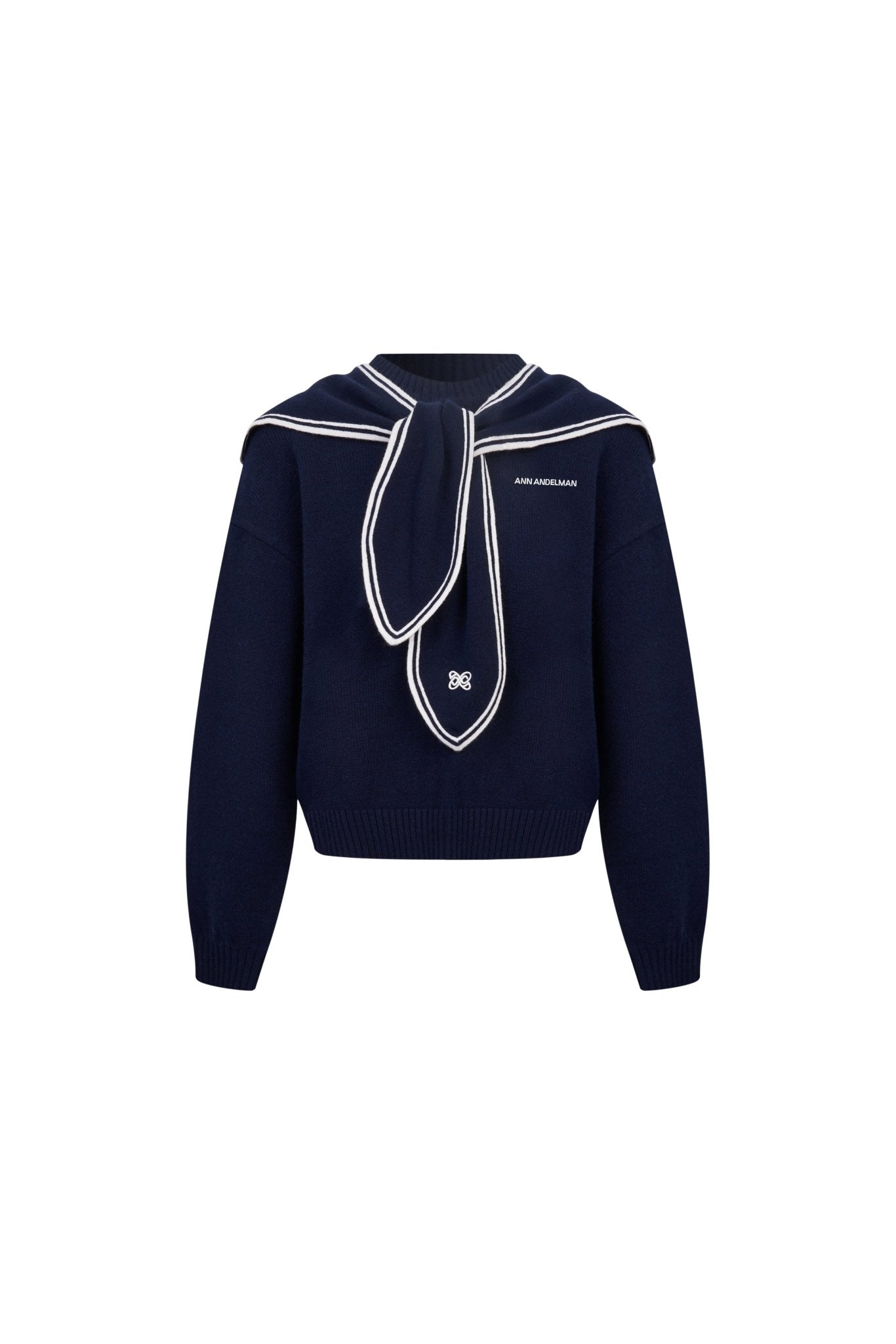 Navy Blue Sailor Collar Sweater | Ann Andelman Official