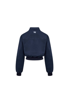 Navy Blue Washed Cotton Work Jacket - ANN ANDELMAN
