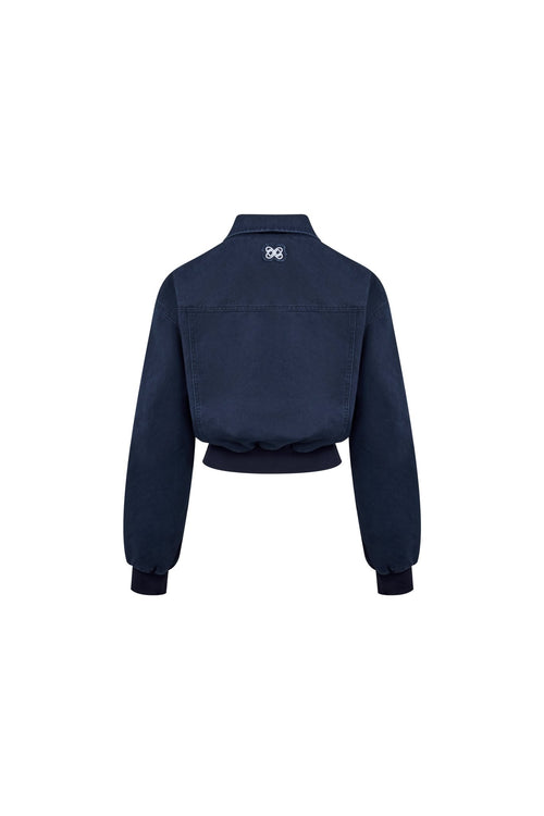 Navy Blue Washed Cotton Work Jacket - ANN ANDELMAN