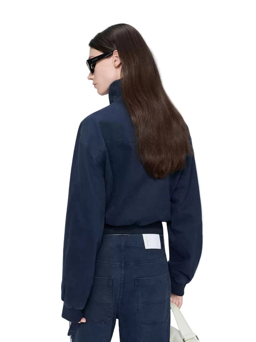 Navy Blue Washed Cotton Work Jacket - ANN ANDELMAN