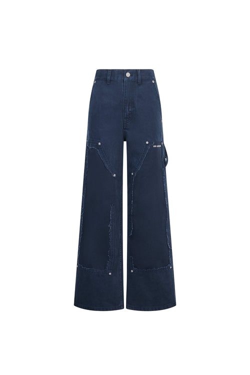 Navy Blue Washed Distressed Trousers - ANN ANDELMAN