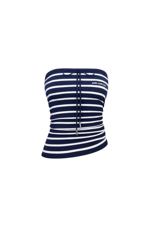 Navy Striped Wool Tube Top - ANN ANDELMAN