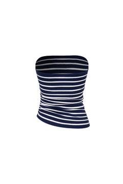 Navy Striped Wool Tube Top - ANN ANDELMAN