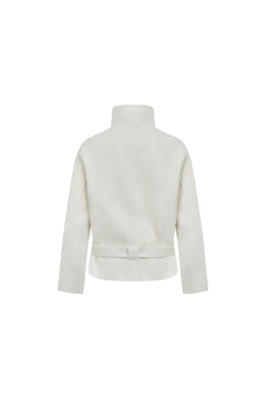 Off-white Chimney Collar Double-faced Wool Coat - ANN ANDELMAN