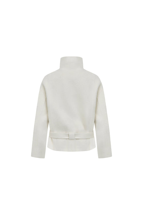 Off-white Chimney Collar Double-faced Wool Coat - ANN ANDELMAN
