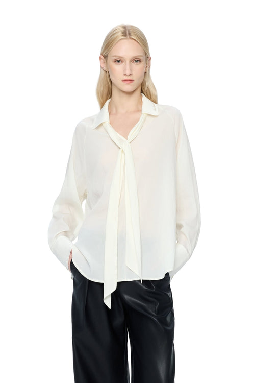 Off-white Detachable Ribbon Pullover Shirt - ANN ANDELMAN
