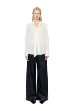 Off-white Detachable Ribbon Pullover Shirt - ANN ANDELMAN