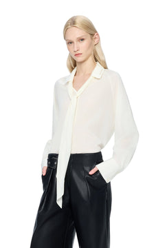 Off-white Detachable Ribbon Pullover Shirt - ANN ANDELMAN