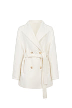 Off - white Double - breasted Coat With Large Lapel - ANN ANDELMAN