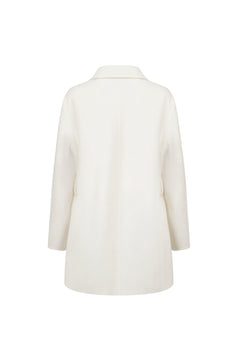 Off - white Double - breasted Coat With Large Lapel - ANN ANDELMAN