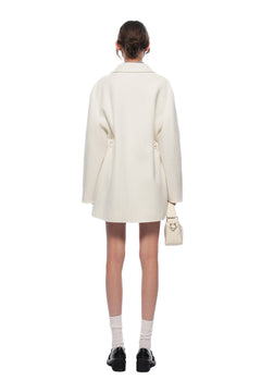 Off - white Double - breasted Coat With Large Lapel - ANN ANDELMAN