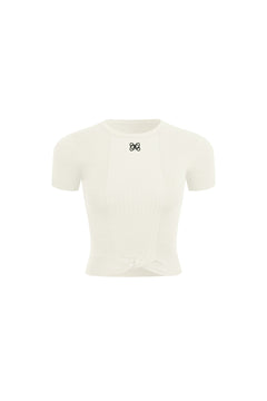 Off - white Fitted Knit Top - ANN ANDELMAN