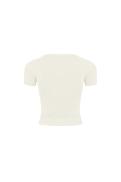 Off - white Fitted Knit Top - ANN ANDELMAN