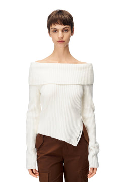 Off - White Lapel One - Shoulder Sweater - ANN ANDELMAN