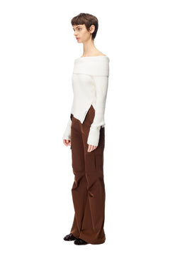 Off - White Lapel One - Shoulder Sweater - ANN ANDELMAN