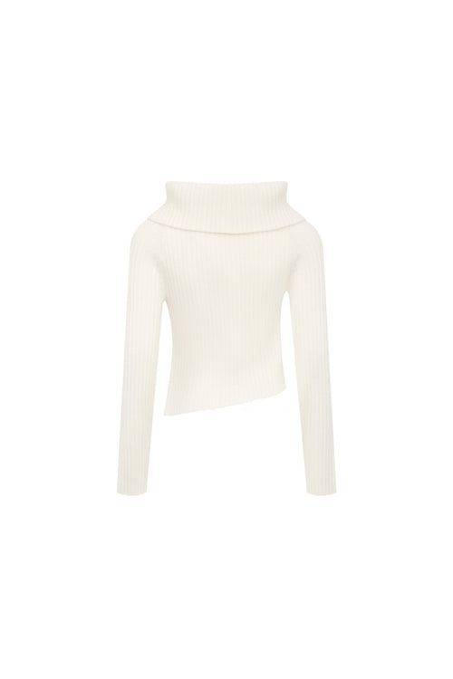 Off - White Lapel One - Shoulder Sweater - ANN ANDELMAN
