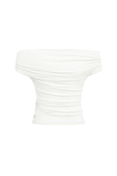 Off - white Layered Off - shoulder Top - ANN ANDELMAN