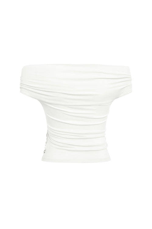 Off - white Layered Off - shoulder Top - ANN ANDELMAN