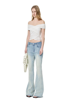 Off - white Layered Off - shoulder Top - ANN ANDELMAN