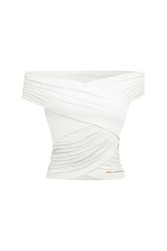 Off - white Layered Off - shoulder Top - ANN ANDELMAN