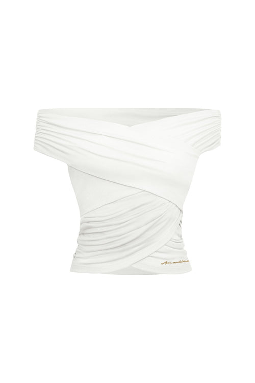 Off - white Layered Off - shoulder Top - ANN ANDELMAN