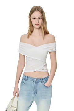 Off - white Layered Off - shoulder Top - ANN ANDELMAN