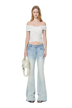 Off - white Layered Off - shoulder Top - ANN ANDELMAN
