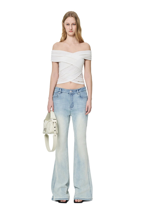 Off - white Layered Off - shoulder Top - ANN ANDELMAN