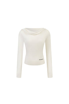 Off - white Turtleneck Hooded Knit Top - ANN ANDELMAN