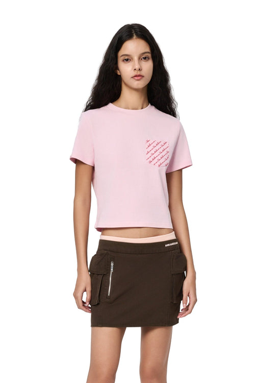 Pink 520 Pocket Embroidered T-shirt - ANN ANDELMAN