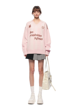 Pink Collared Pullover Sweater - ANN ANDELMAN