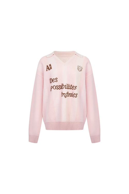 Pink Collared Pullover Sweater - ANN ANDELMAN