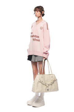 Pink Collared Pullover Sweater - ANN ANDELMAN