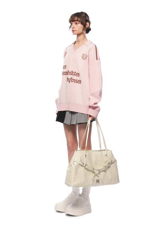 Pink Collared Pullover Sweater - ANN ANDELMAN