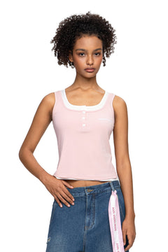 Pink Faux Two - Piece Square Neck Vest - ANN ANDELMAN