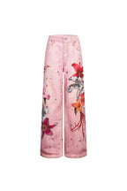 Pink Floral Wide - leg Jeans - ANN ANDELMAN