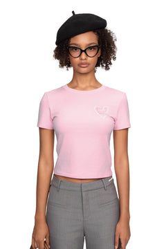 Pink Graffiti Heart Slim Fit T-Shirt - ANN ANDELMAN