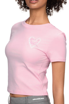 Pink Graffiti Heart Slim Fit T-Shirt - ANN ANDELMAN
